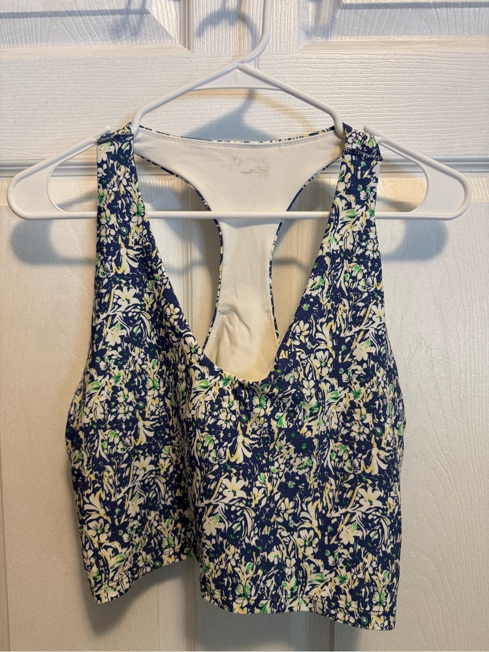aerie Navy Floral Racerback Crop Tank